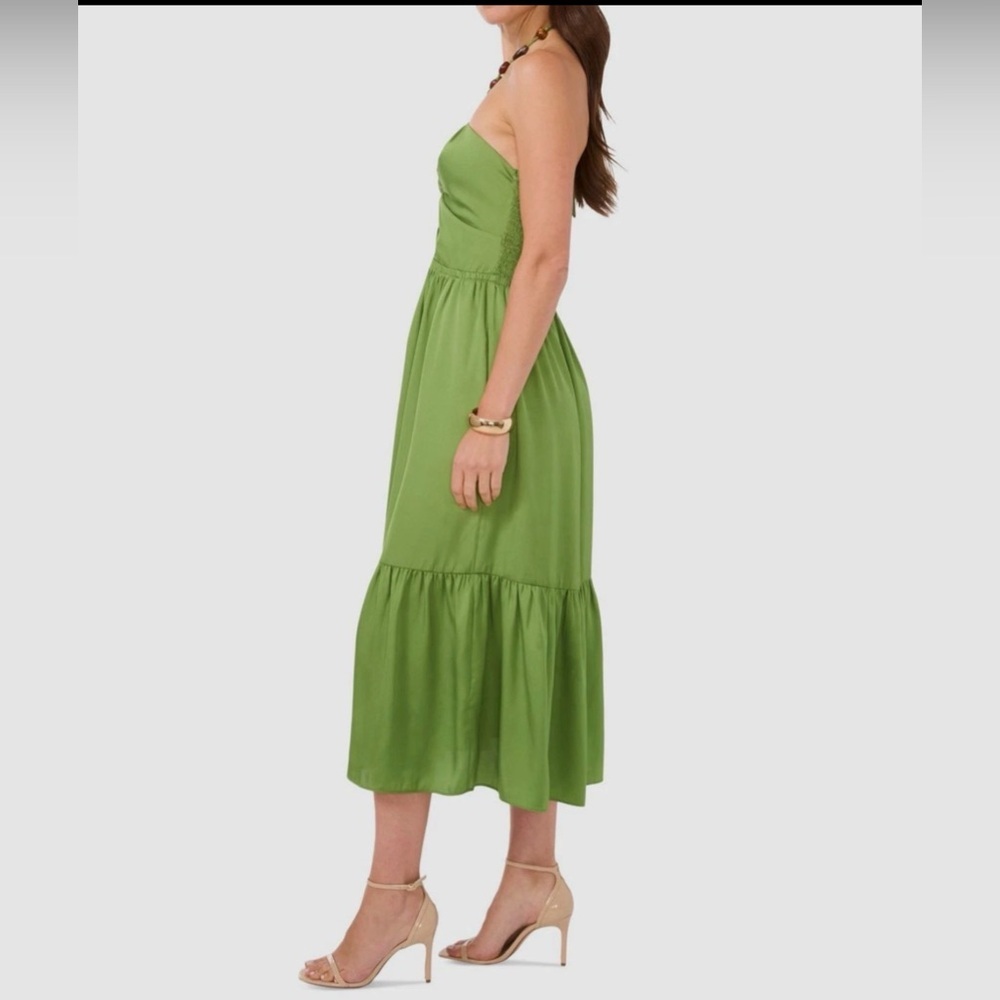 NWT 1. State Women's Green Beaded Cutout Self-Tie Halter A-Line Dress Size 2 - Picture 2 of 5